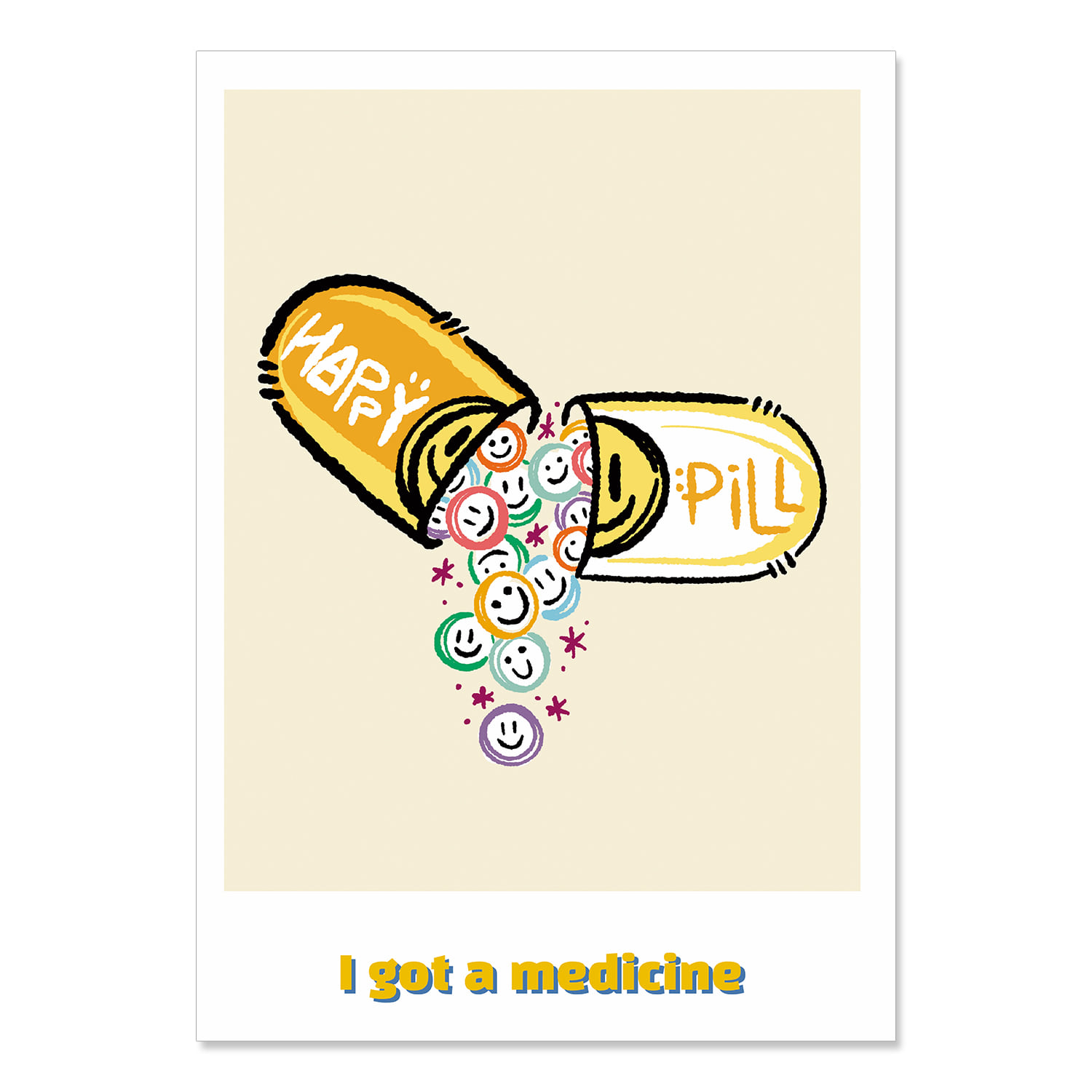 LILLO DOODLE HAPPY PILL POSTER