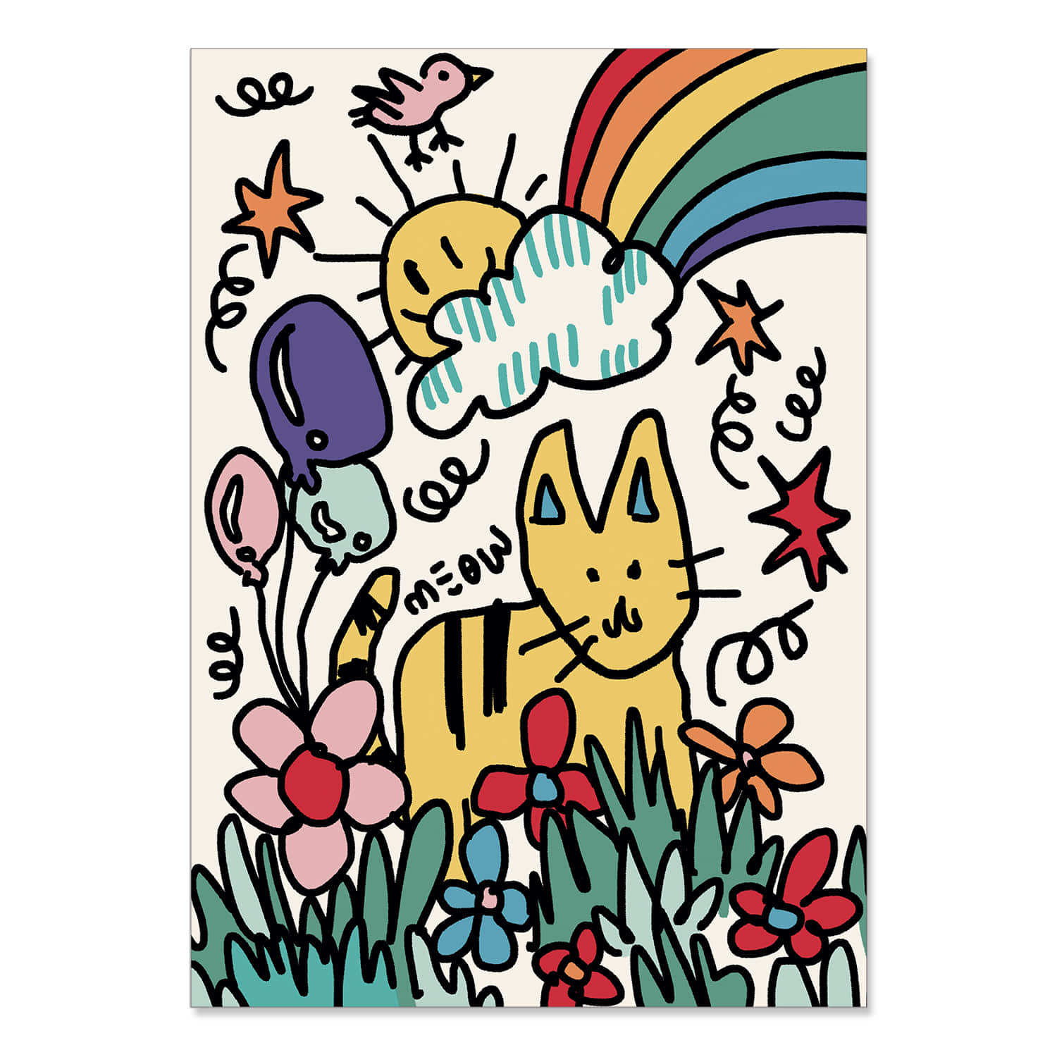 LILLO DOODLE HAPPY CAT POSTER